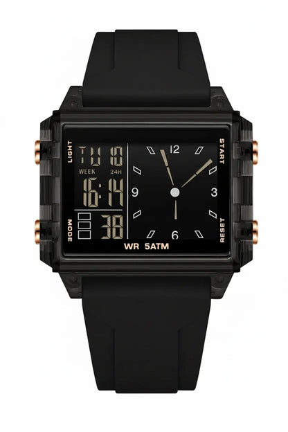 Analog-Digital Sport Watch – Waterproof, Luminous & Multi-Function