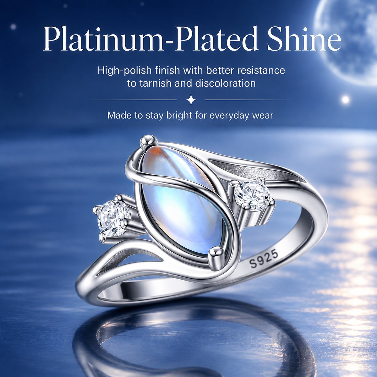 💍 Rainbow Moonstone Ring