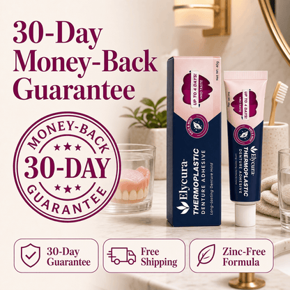 Elycura™denture adhesive- Holds for Days, Then Peels Off Clean - No Scraping