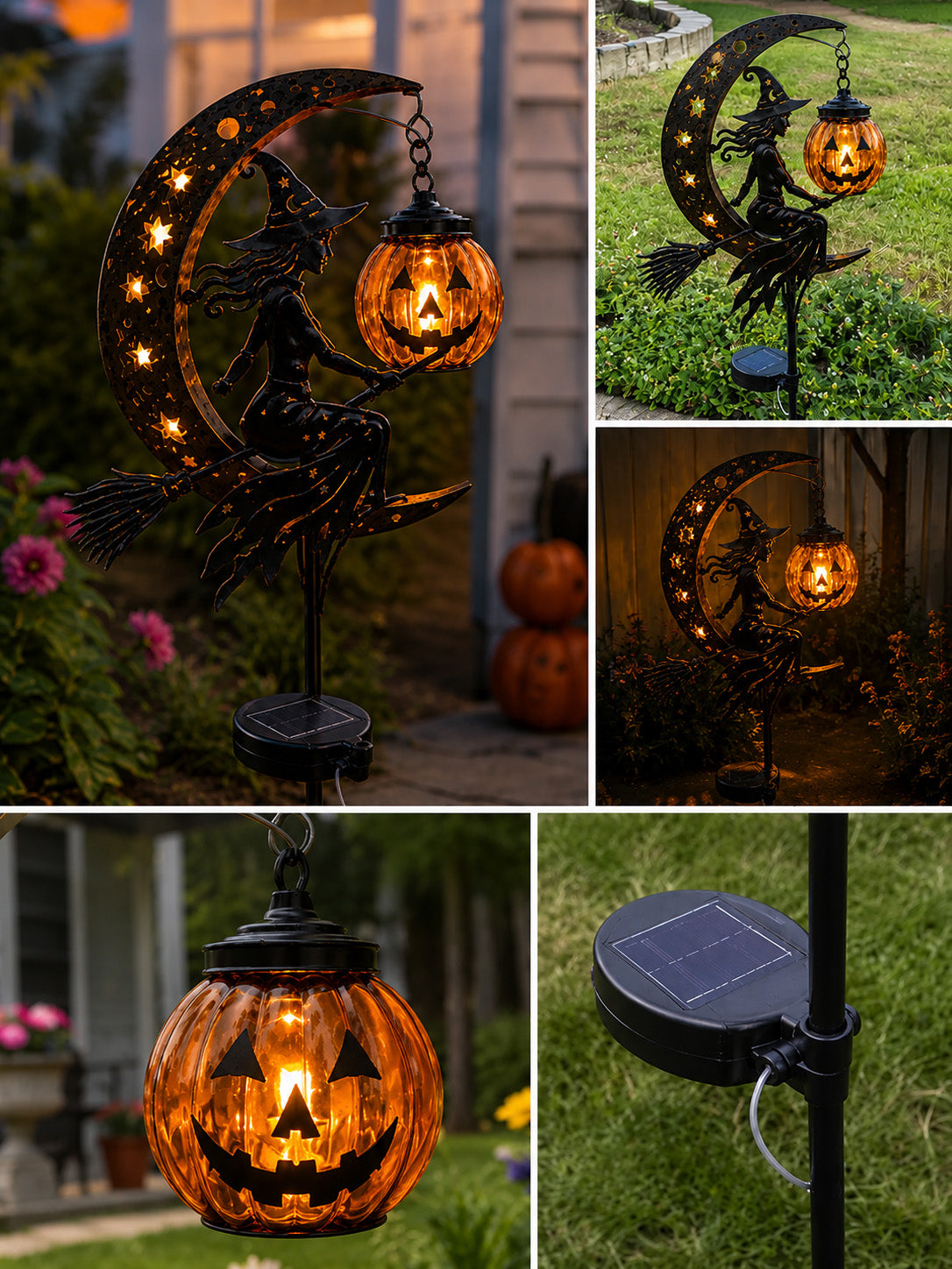 🎃 Halloween Early Bird Sale | 49% OFF Witch and Pumpkin Moon-Shaped Garden Stake Light