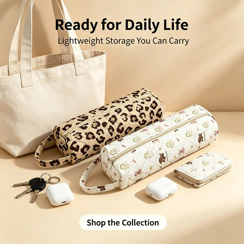 ✨ Quilted Travel Organizer Pouch – Cute, Spacious & Easy to Carry