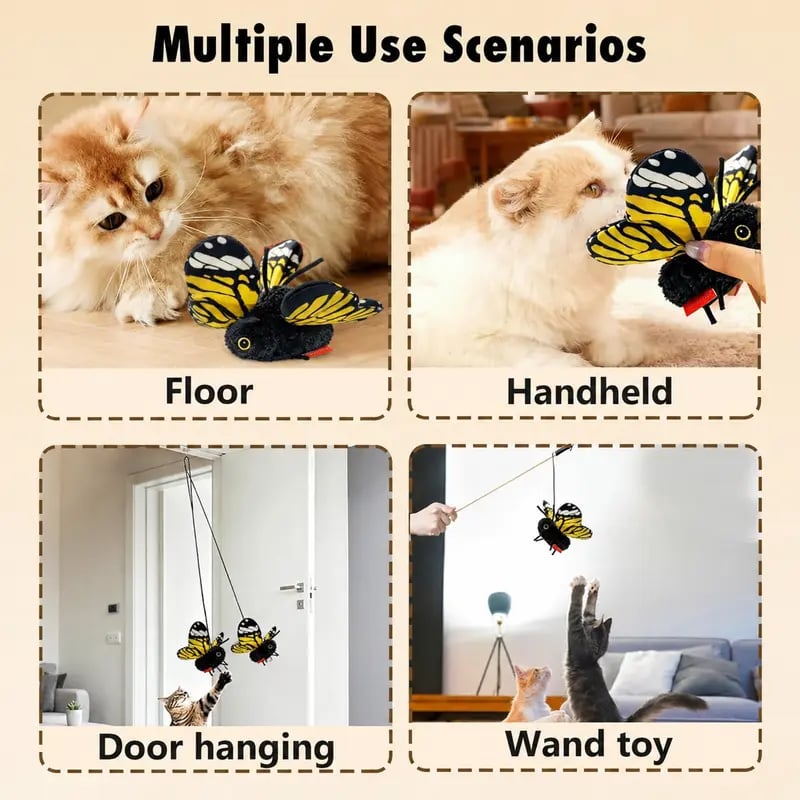 🦋 Fluttering Electric Butterfly Cat Toy | Interactive Moving Playmate for Indoor Kitties