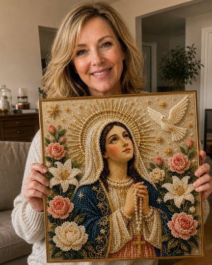 🔥HOT SALE🔥🙏 Divine Pearl Bead Virgin Mary Icon – A Peaceful DIY Faith Art Gift ✨