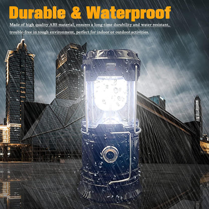 Collapsible Solar Rechargeable LED Camping Lantern & Flashlight