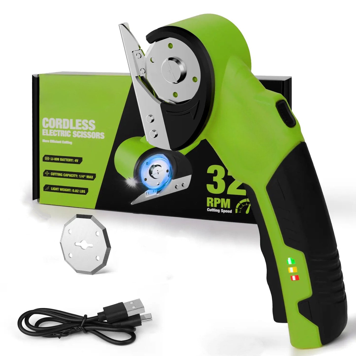 ✂️Cordless Electric Scissors 4V – Rechargeable Heavy Duty Cutter with Safety Lock, LED Light, Long Battery Life