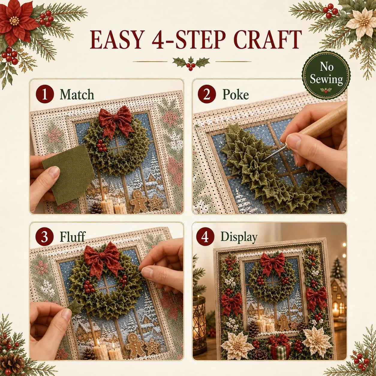 🎁🎅3D Christmas Fabric Poke Art Kit