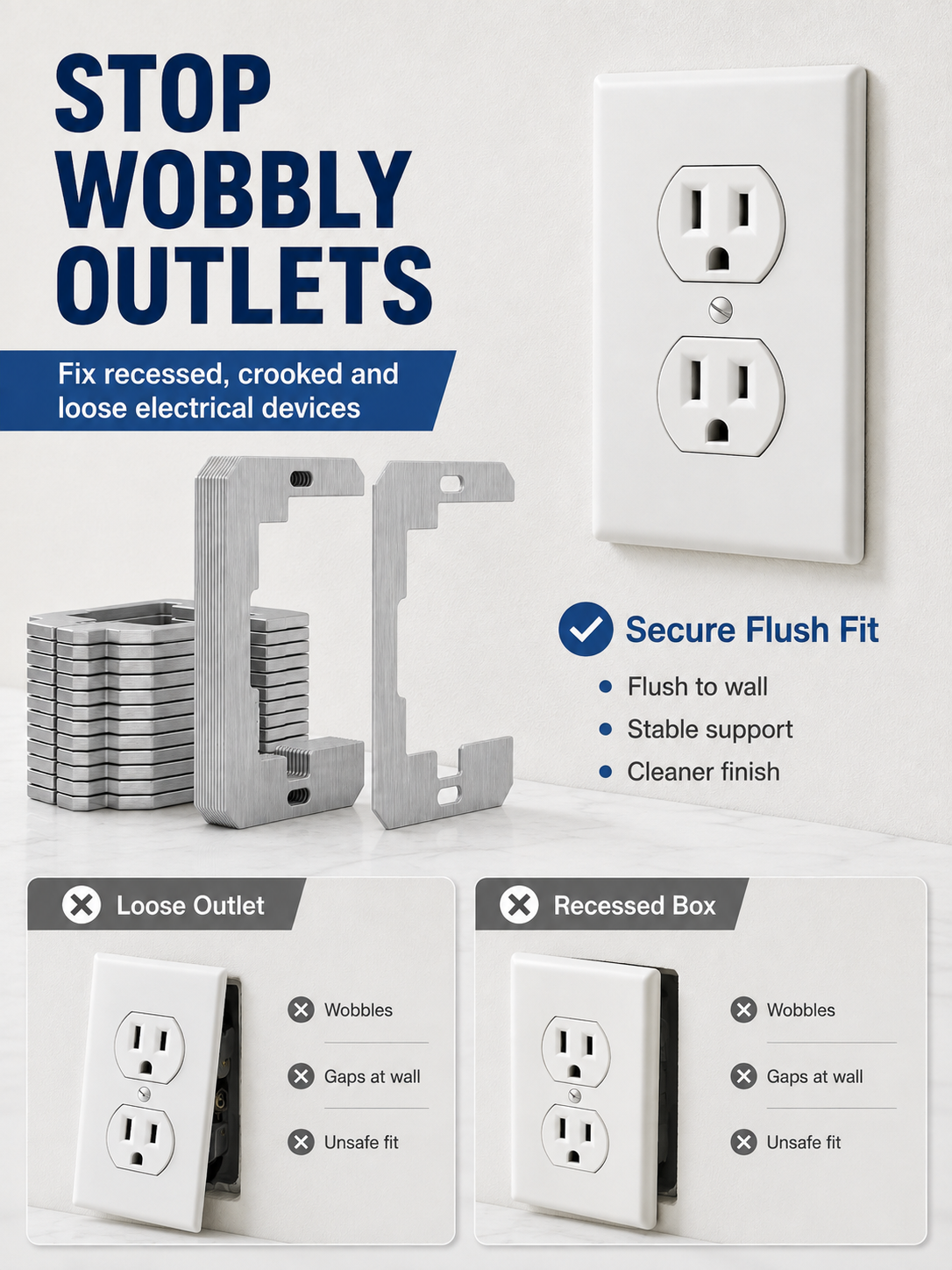 🛠 Outlet Repair Spacers – Easy Fix for Loose, Crooked & Recessed Outlets