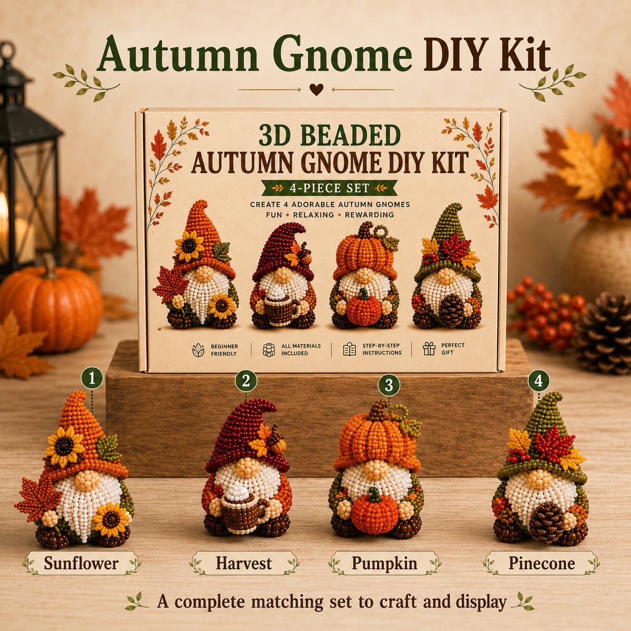 3D Beaded Gnome DIY Kit Collection