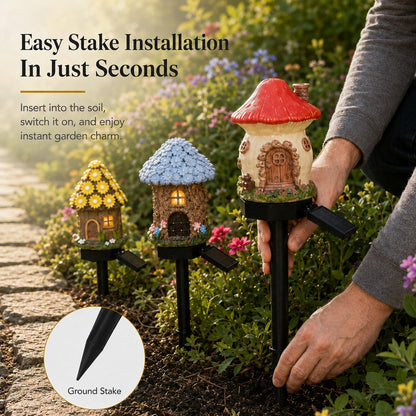 🍄Solar Fairy Tale Mushroom Cottage Garden Light – Whimsical Warm Glow for Paths, Patios & Flower Beds🌙(Buy More Save More)