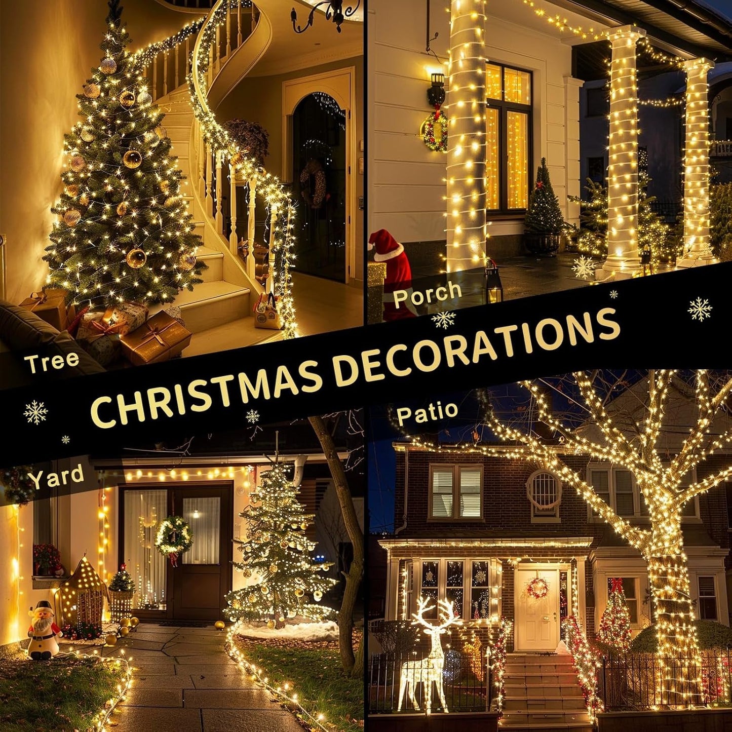 ✨ Perfect for Festive Decorations ✨300LED 98FT Christmas Light String with 8 Modes Timer & Remote Control