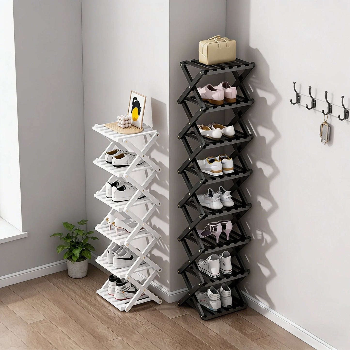 The 9-Tier No-Assembly Bamboo Rack ! ✨👟