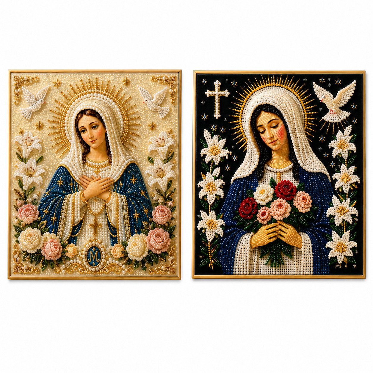 🔥HOT SALE🔥🙏 Divine Pearl Bead Virgin Mary Icon – A Peaceful DIY Faith Art Gift ✨