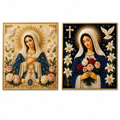🔥HOT SALE🔥🙏 Divine Pearl Bead Virgin Mary Icon – A Peaceful DIY Faith Art Gift ✨
