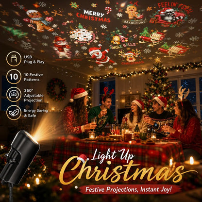 HD Holiday Scene Projector – Swappable Discs, USB Plug & Play | Christmas, Halloween & Galaxy