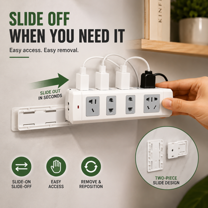 🔌10 Counts Punch-Free Power Strip Holder – Peel, Stick & Organize