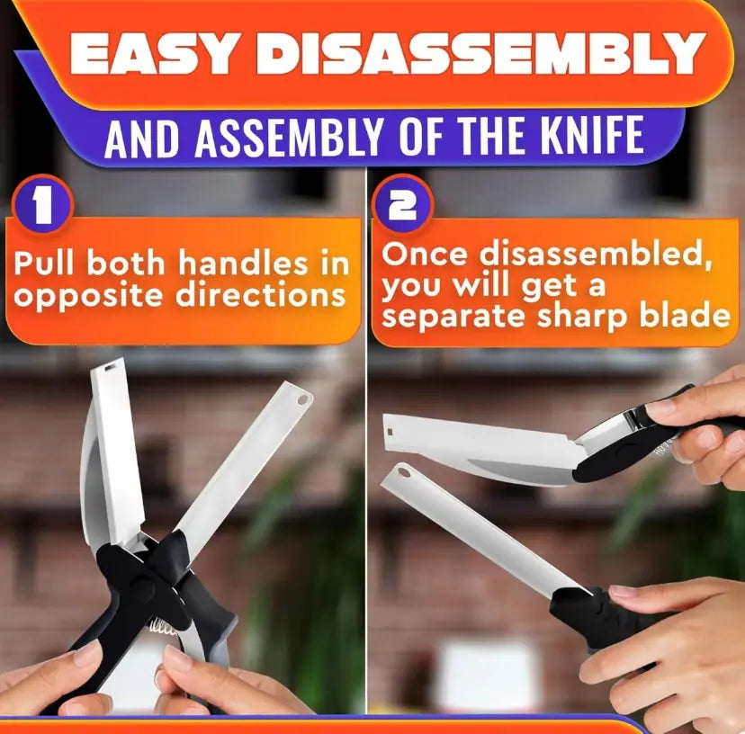 2-in-1 Kitchen Scissors with Cutting Board, Stainless Steel Food Shears
