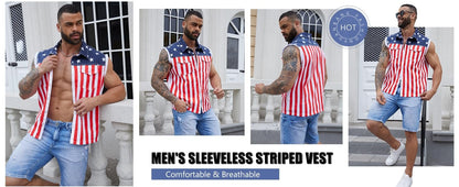 ⚡Hot Sales 49% OFF🔥Men's American Flag Denim Vest - 4th of July Patriotic Casual Sleeveless Jacket