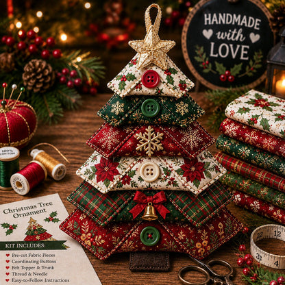 🎄Last Day 49% OFF - 🎃Layered Fabric Tree Ornament DIY Sewing Kit