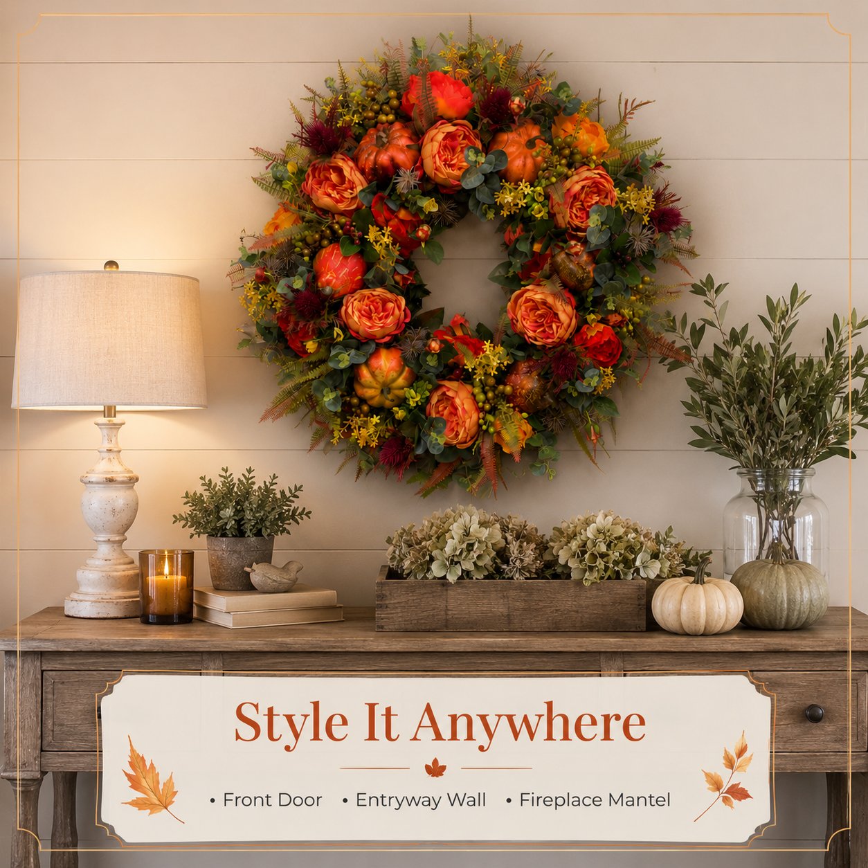 🔥Last Day 49% OFF💖 Handmade Fall Peony And Pumpkin Wreath - Year Round Wreath