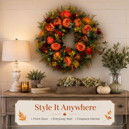🔥Last Day 49% OFF💖 Handmade Fall Peony And Pumpkin Wreath - Year Round Wreath