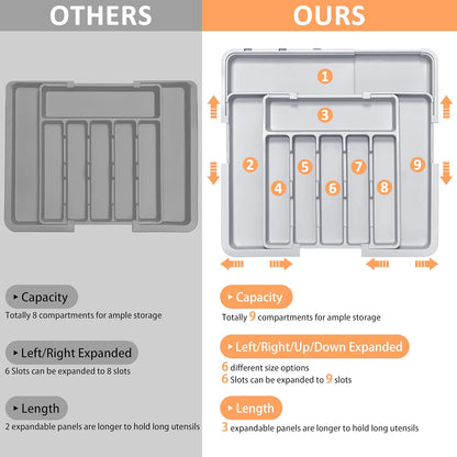 Large Capacity Expandable Utensil Drawer Organizer