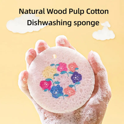 Natural Wood Pulp Floral Dish Sponge 🌱 | Eco-Friendly Kitchen Cleaning Essential 🧽