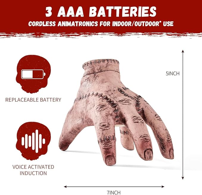 Battery powered crawling severed Halloween hand
