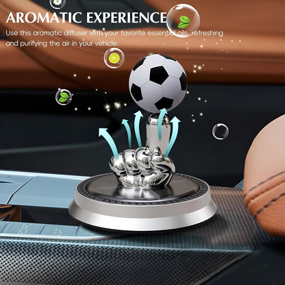 Solar Rotating Soccer Ball Car Diffuser – Dashboard Aroma Ornament