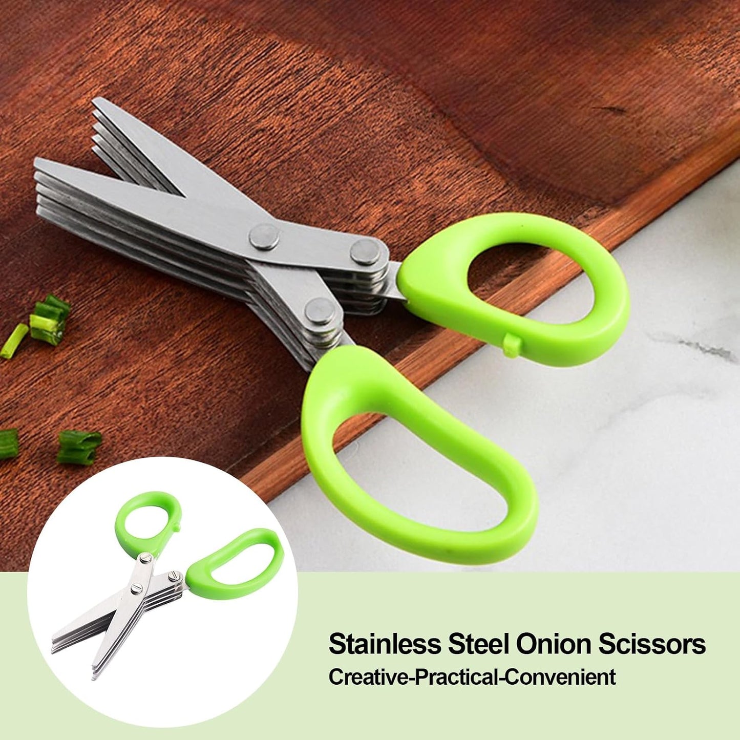 Buy 1 Get 1 Free 🎁Stainless Steel 5 Blades Scallion Cutter Scissors