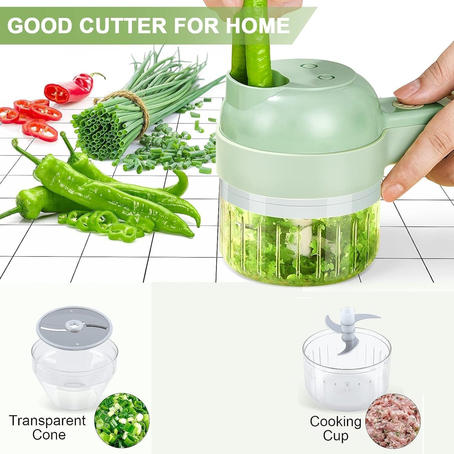 4 in 1 Portable Electric Vegetable Cutter Set✨Simple & Fast Food Chopping Operation