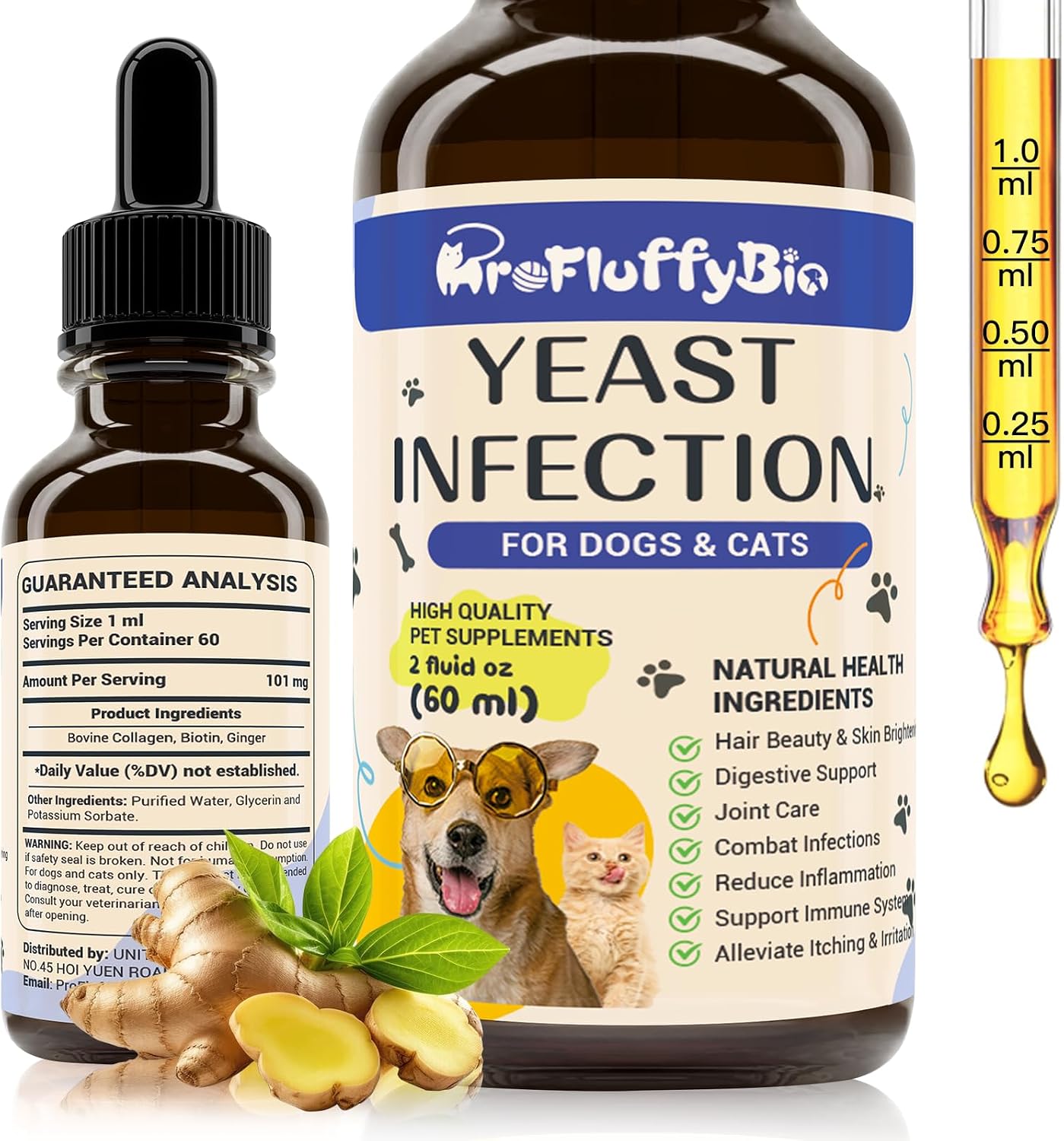 Natural Dog Yeast Infection Treatment - Itchy Skin & Ear Relief, Reduces Inflammation & Irritation, Soothes Allergy Symptoms - Herbal Supplement Drops for Dogs' Healthy Itch Relief (2 Oz) - 2Pack