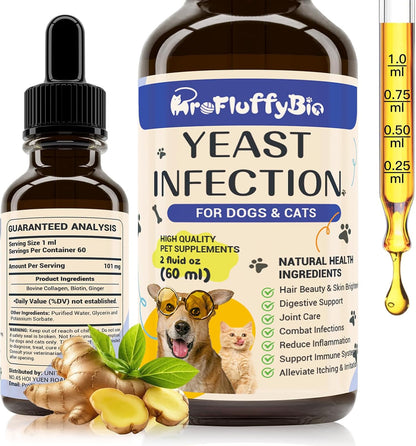 Natural Dog Yeast Infection Treatment - Itchy Skin & Ear Relief, Reduces Inflammation & Irritation, Soothes Allergy Symptoms - Herbal Supplement Drops for Dogs' Healthy Itch Relief (2 Oz) - 2Pack
