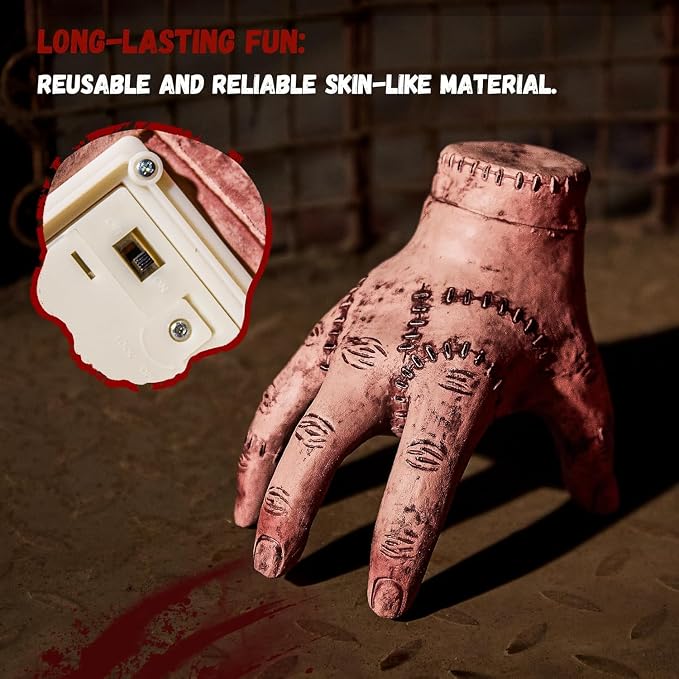 Detailed latex scarred Halloween severed hand prop