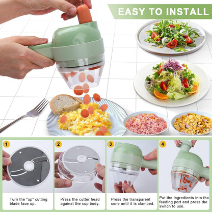 4 in 1 Portable Electric Vegetable Cutter Set✨Simple & Fast Food Chopping Operation