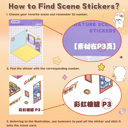 🏙️Create Your Unique Miniature World with Our 3D Scene Sticker Book ✨