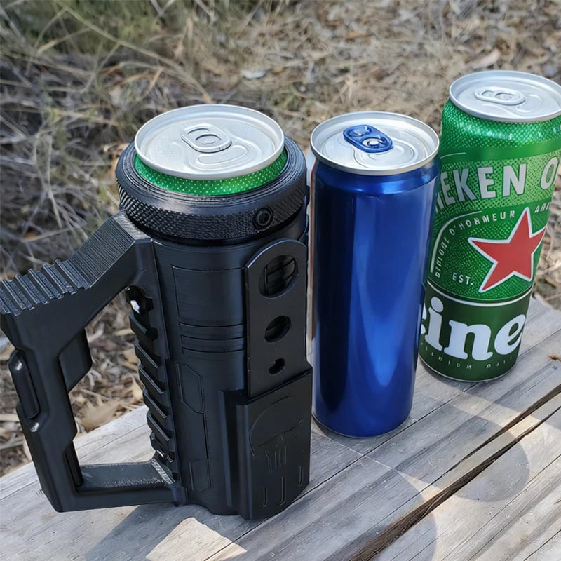 🥤🔥Assault-Style Tactical Koozie with Built-In Bottle Opener – 3 Sizes for Bottles & Cans