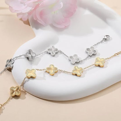 🍀14K Gold Plated Clover Bracelet for Women