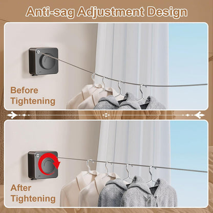 Wall Mount Invisible Stainless Steel Washing Line with Slow Retraction Design🏠