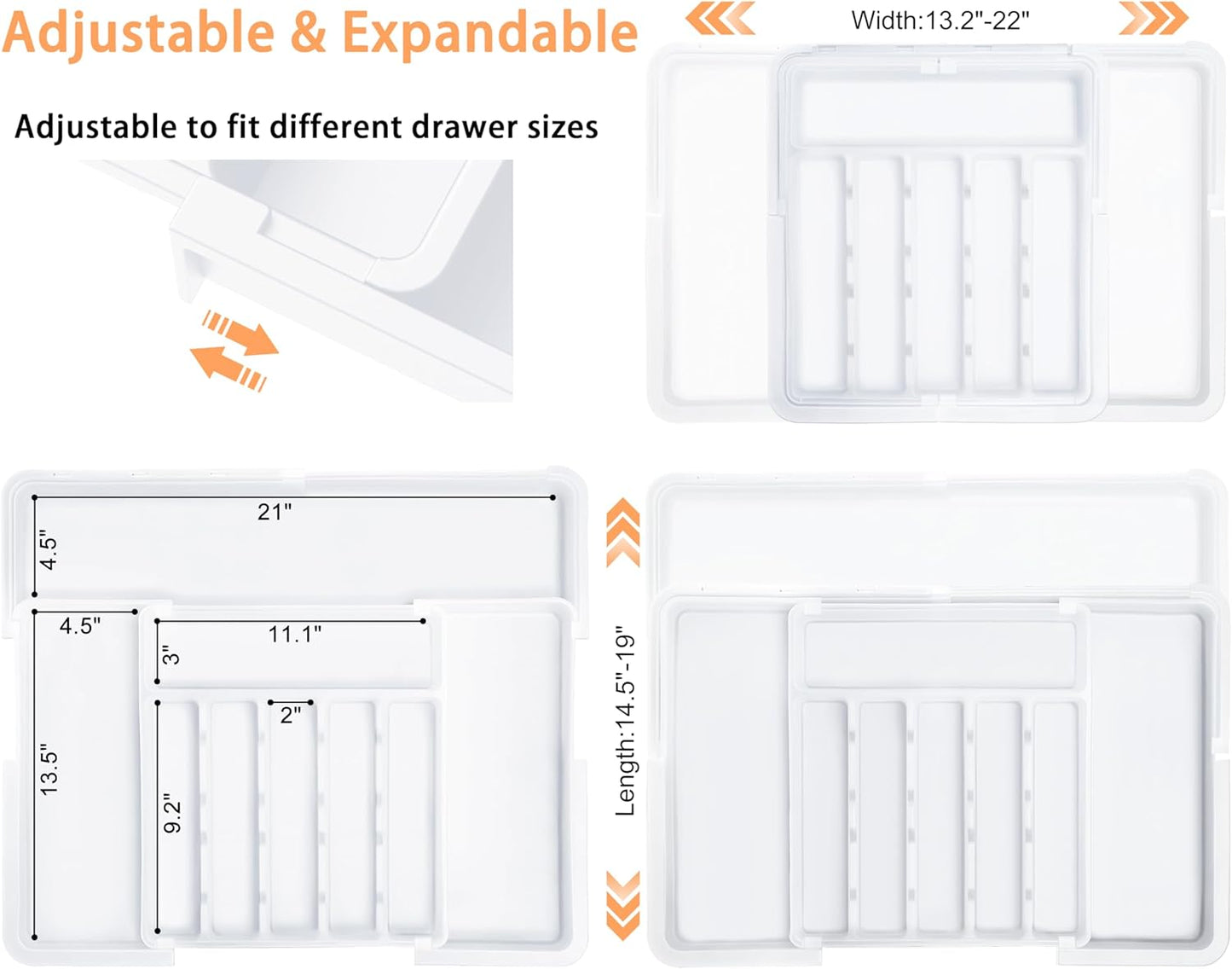 Large Capacity Expandable Utensil Drawer Organizer