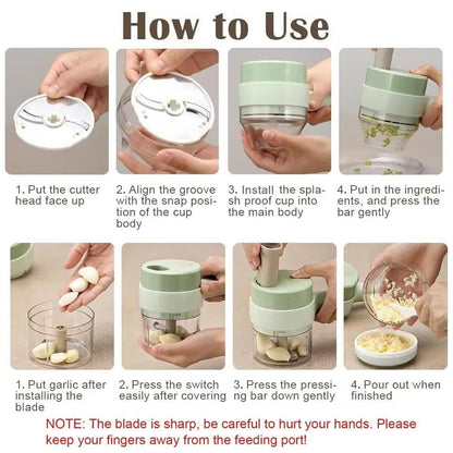 4 in 1 Portable Electric Vegetable Cutter Set✨Simple & Fast Food Chopping Operation