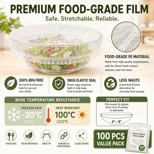 100PCS Disposable Stretch Food Covers for Bowls & Plates🛒