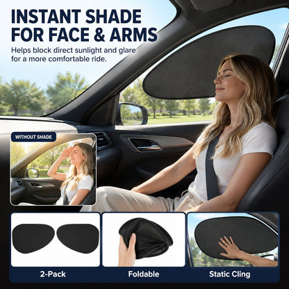 2/4-Pack Car Window Sun Shades - Static Cling UV Blocker & Glare Protector, Foldable Auto Accessories for Sedans & SUVs