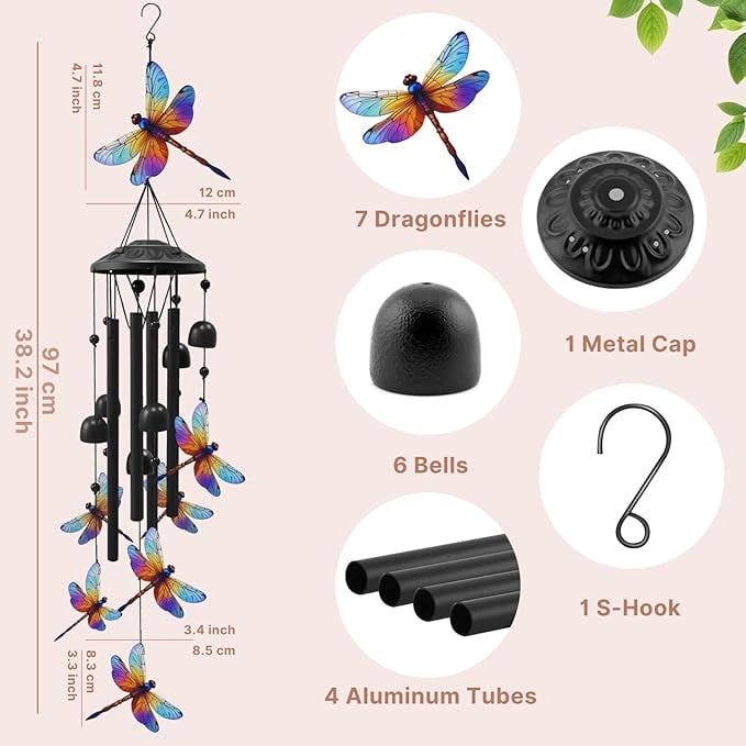 🔥🐦Vintage Colorful Hummingbird Wind Chime with Metal Tubes and Bells