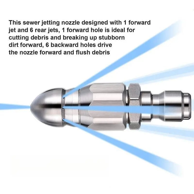 🚿 Powerful Stainless Steel Sewer Jetter Nozzle – Up to 5000 PSI for Deep Drain Cleaning! 💧