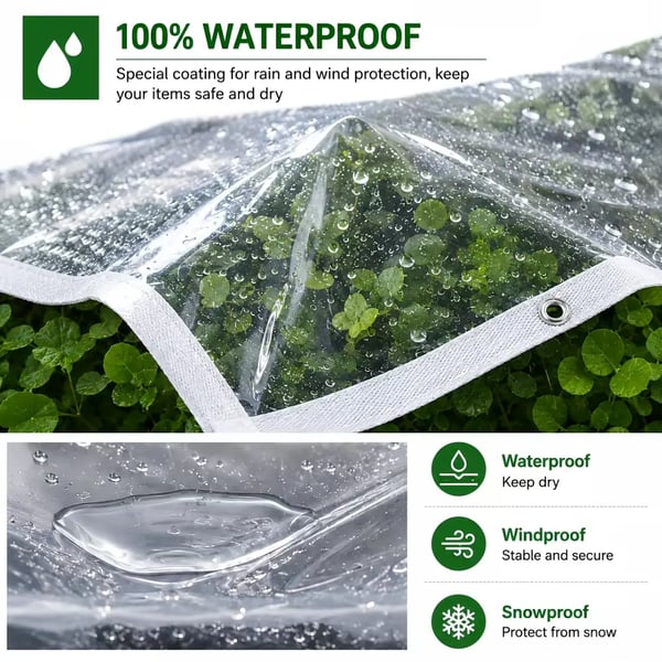 RainShield Pro™ Transparent Waterproof Tarp – Heavy-Duty Outdoor Cover with Secure Grommets