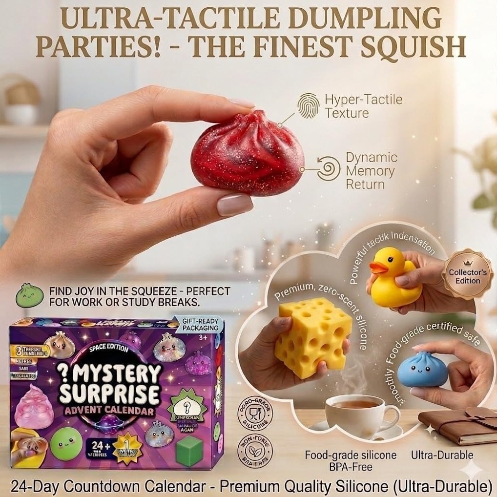 🥟 24-Day Squishy Dumpling Advent Calendar – Stress Relief, 24 Vibrant Colors, Collectible