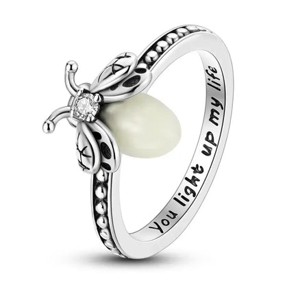 Firefly Glow Ring S925 Silver – Luminous Nature-Inspired Zircon Ring for Women