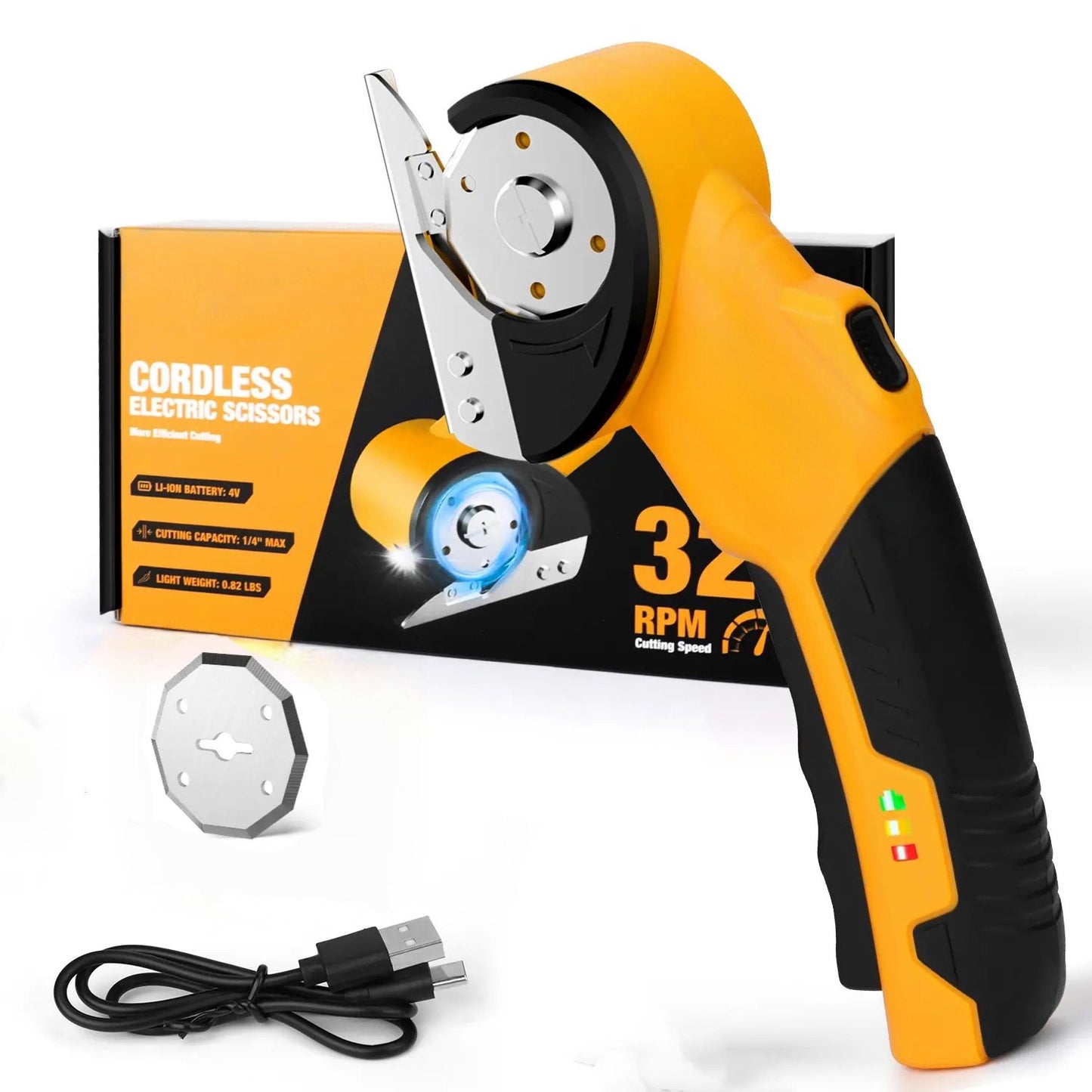 ✂️Cordless Electric Scissors 4V – Rechargeable Heavy Duty Cutter with Safety Lock, LED Light, Long Battery Life