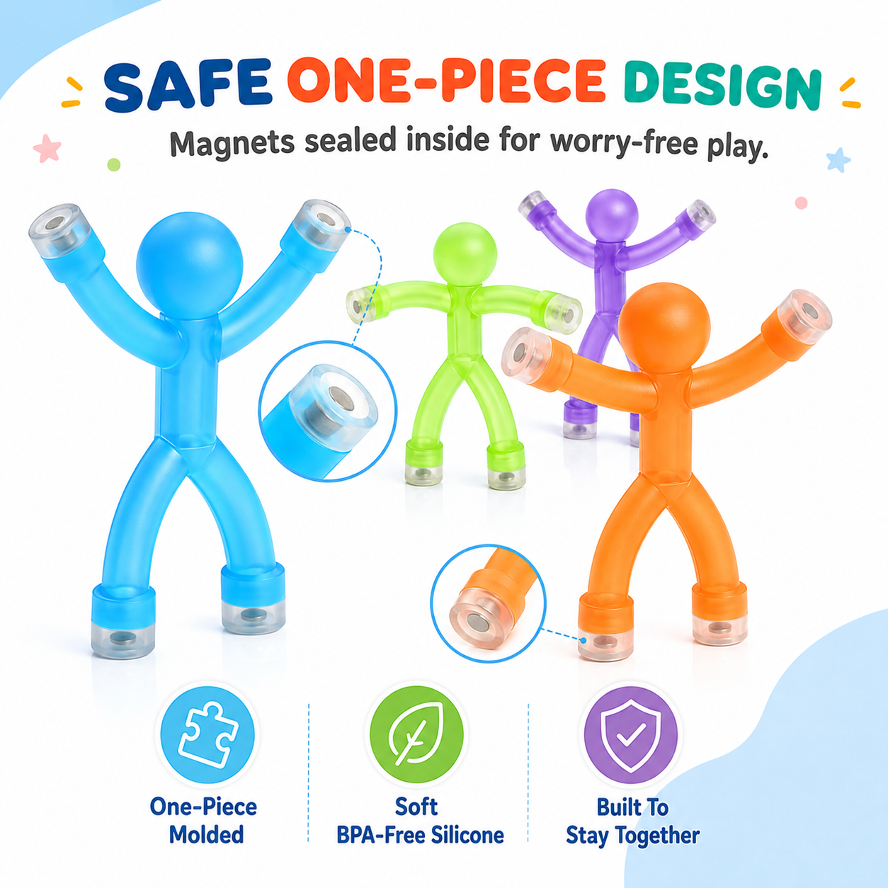 🧲 10-Pack Magnetic Bendy Figures – Creative Fidget Toy Set