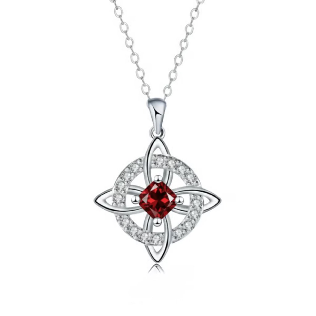 🔮 Personalized Witch’s Knot Birthstone Necklace – Sacred Protection & Luck Talisman ✨